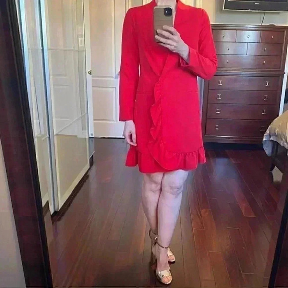 Topshop Blazer Dress Ruffle Edge Long Sleeve
Mini Red Size 4 NWOT - Picture 15 of 16